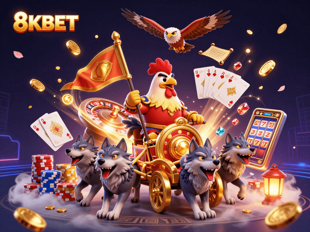 Experience thrilling gameplay with 8KBET, featuring dynamic casino elements and vibrant characters.