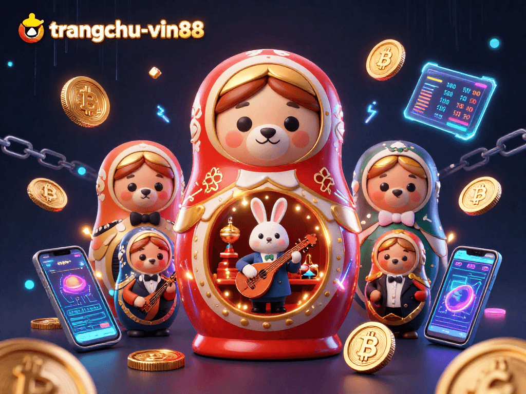 Experience thrilling gameplay at trangchu-vin88, featuring colorful characters and crypto elements.