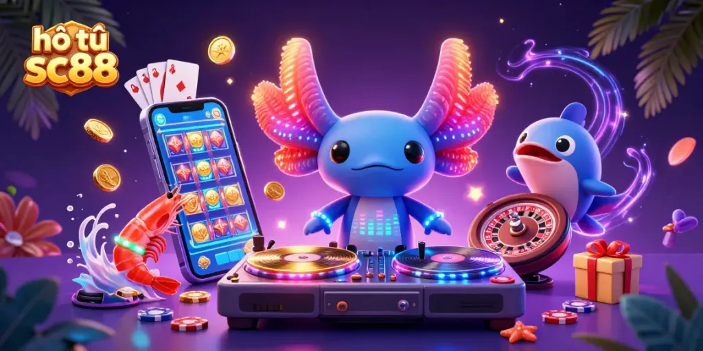 Experience the vibrant action of hổ trợ sc88 with a neon-themed undersea casino party.