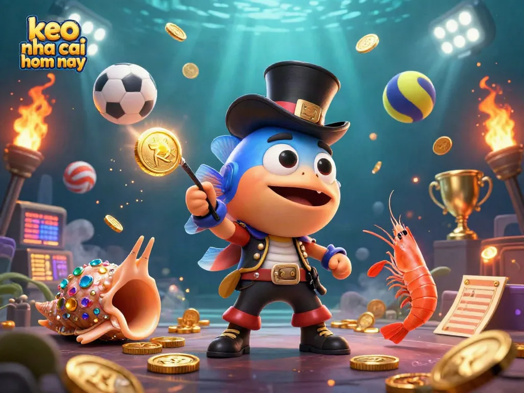 Engage with keo nha cai hom nay through a vibrant 3D underwater scene featuring a glowing anglerfish.