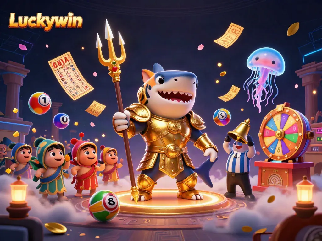 Experience thrilling gaming at Luckywin featuring vibrant jackpot elements and a dynamic underwater scene.