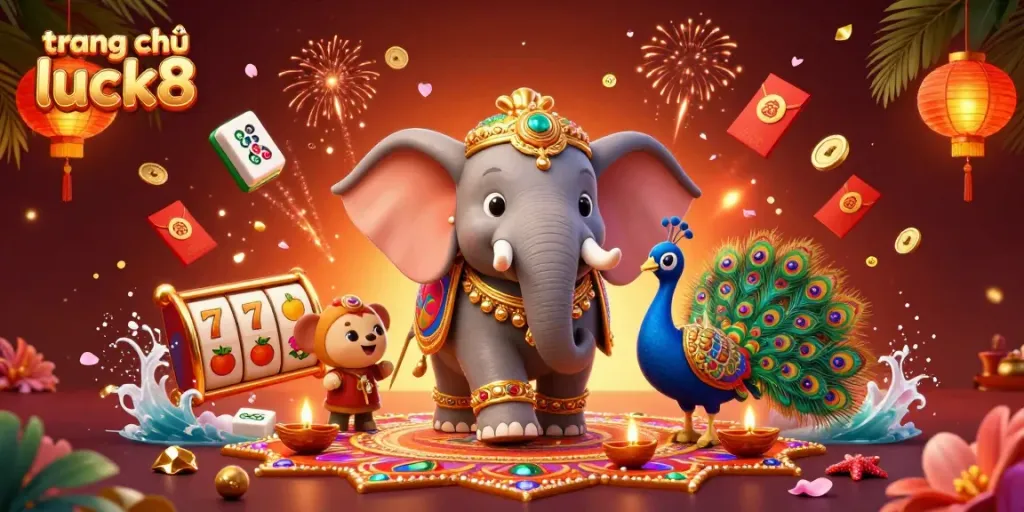 Join the excitement on trang chủ luck8 with vibrant casino elements and festive characters