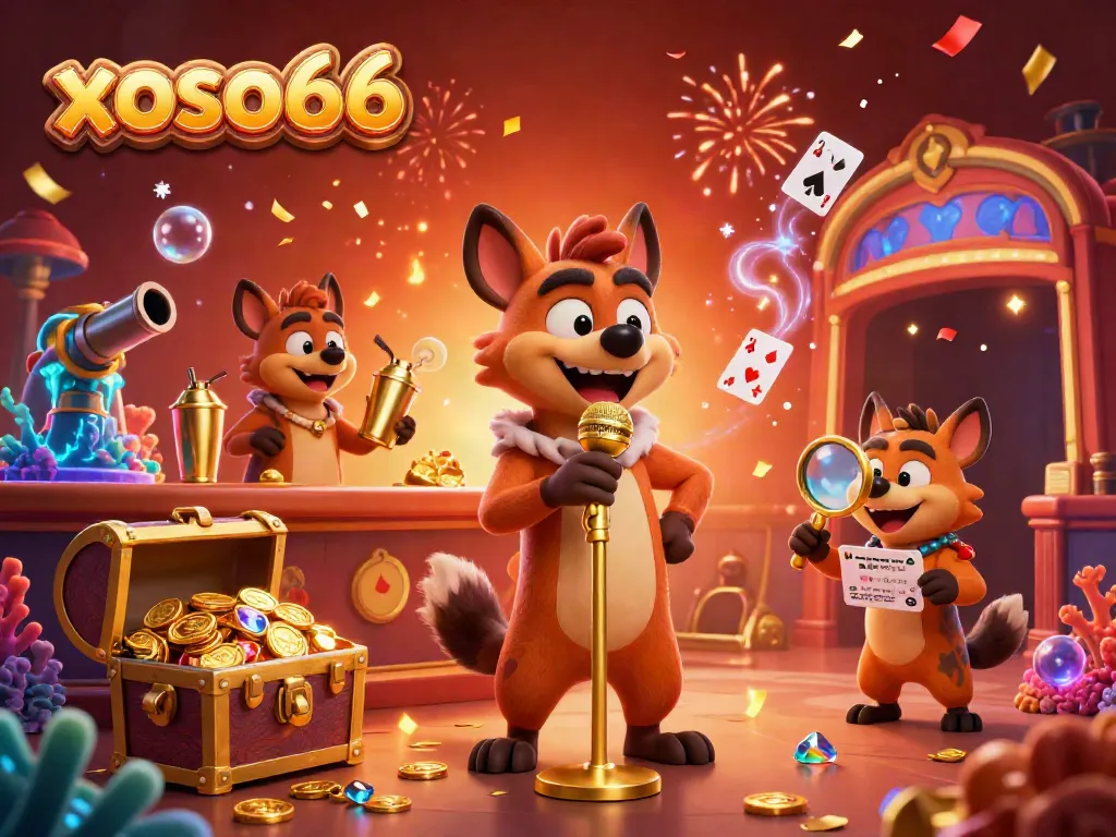 Experience laughter and excitement at xoso66's vibrant comedy casino with hyenas entertaining guests.