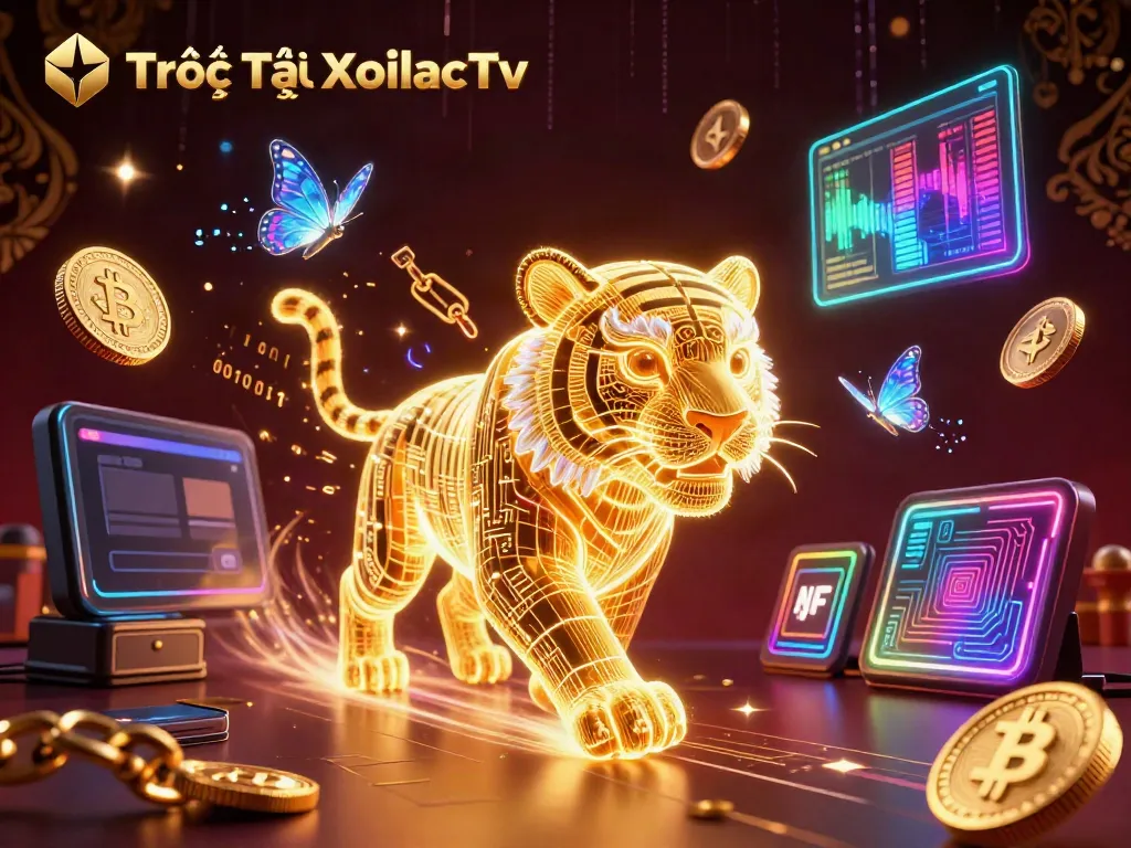Experience dynamic betting at Trực Tiếp XoilacTv with illuminated elements in a vibrant digital casino scene.