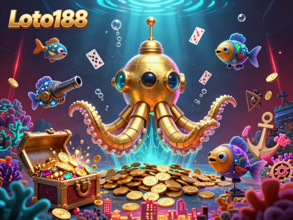 Engage with Loto188's vibrant underwater world packed with treasures, games, and excitement.
