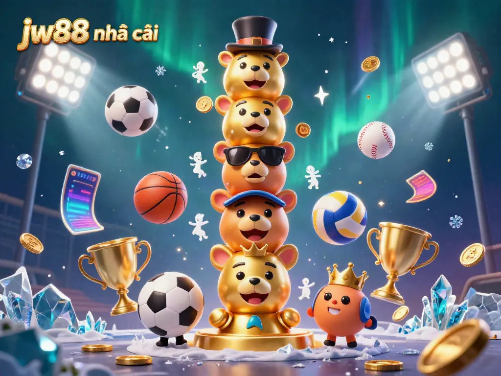 Engage in thrilling gameplay at jw88 nhà cái with exciting sports and casino elements surrounding a golden totem pole.
