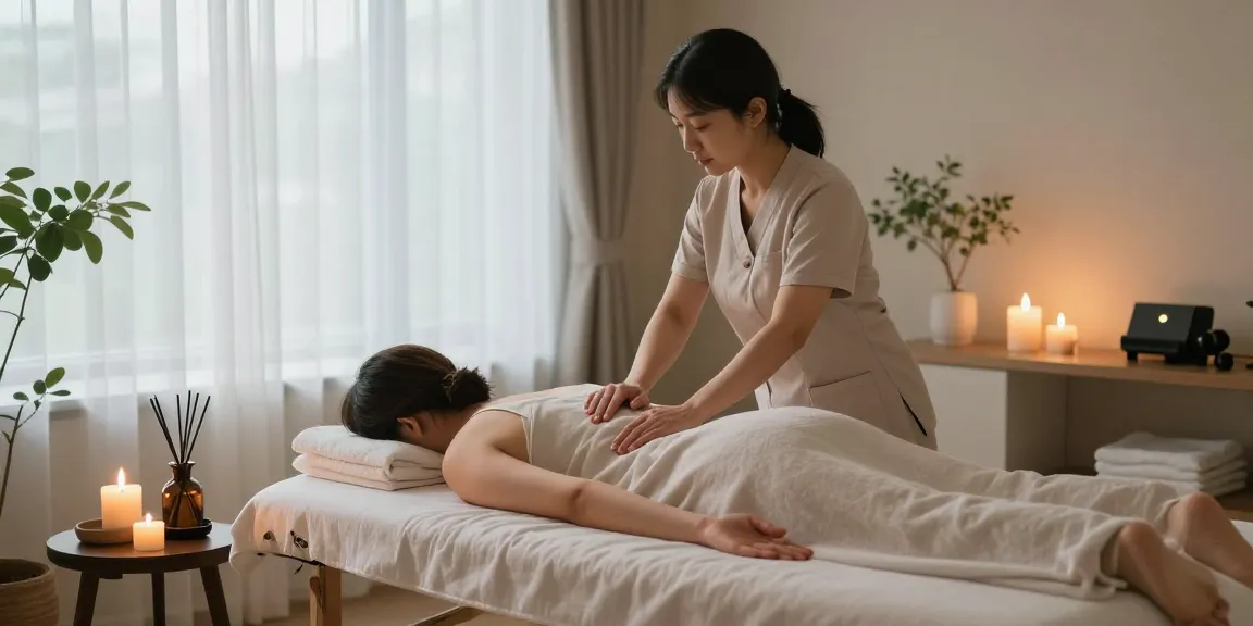Relaxing 동탄출장마사지 therapy session in a tranquil wellness spa.