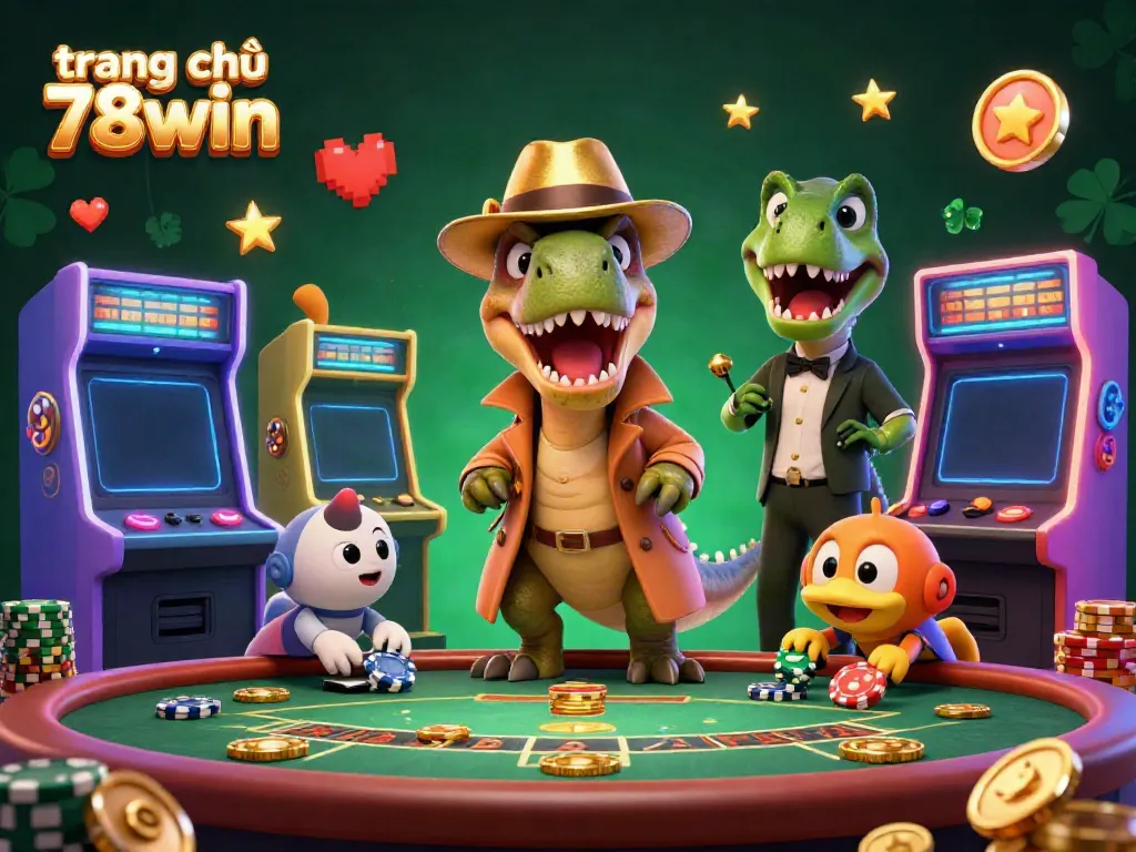Engage with high-stakes gaming at trang chủ 78win featuring vibrant cartoon velociraptor characters.