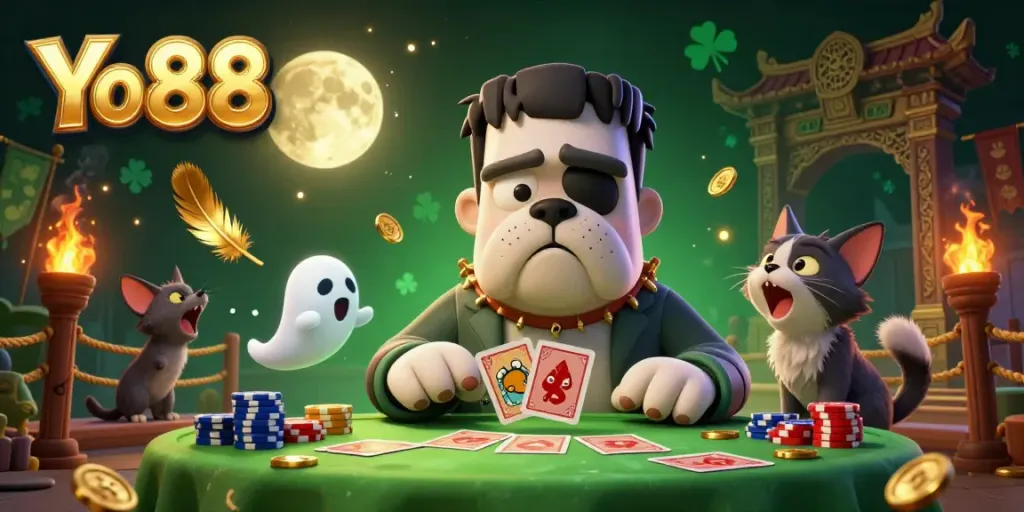 Experience thrilling gameplay at Yo88 with ghostly charm and vibrant casino elements.