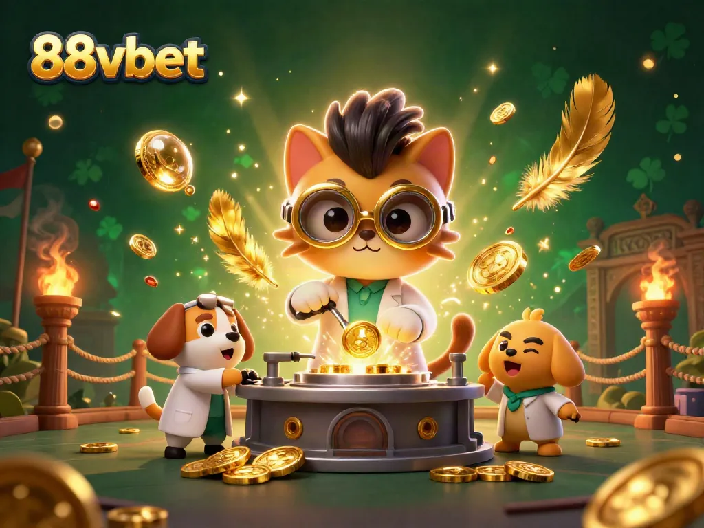Experience thrilling gaming with 88vbet's vibrant 3D casino scene featuring golden rewards.