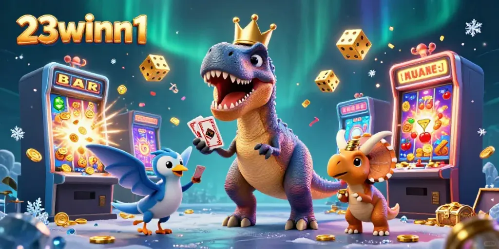 Experience thrilling gameplay at 23winn1 with a vibrant digital casino illustrated scene featuring dynamic elements.