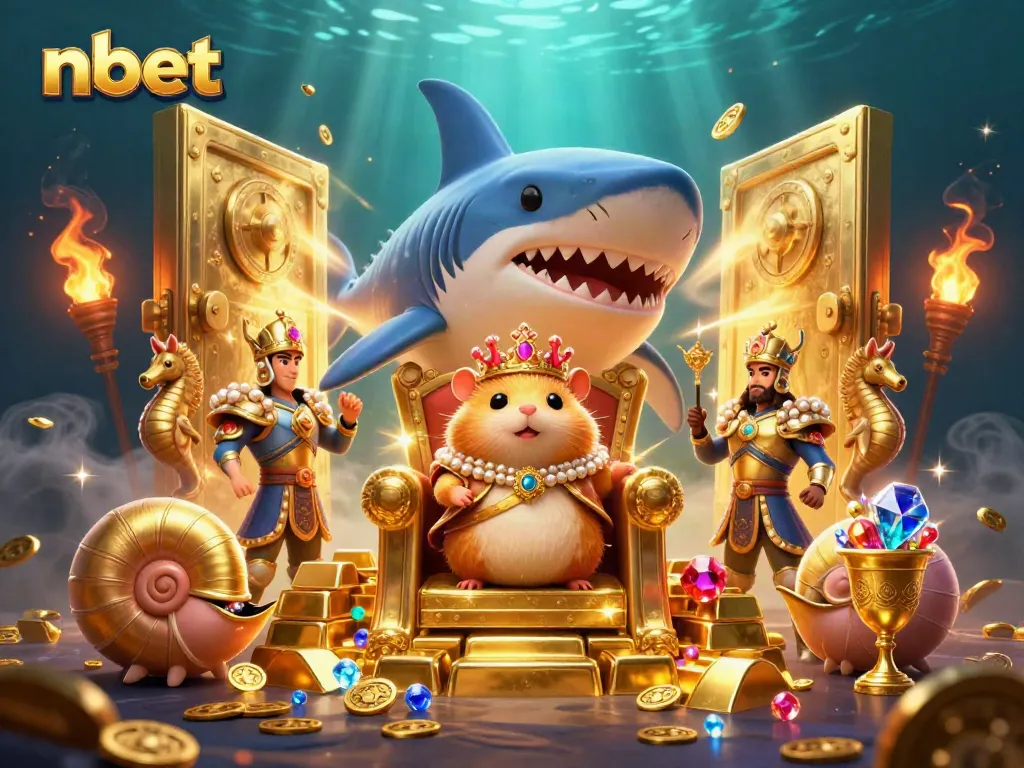 Experience thrilling nbet casino action with vibrant gems and a king on a gold throne.