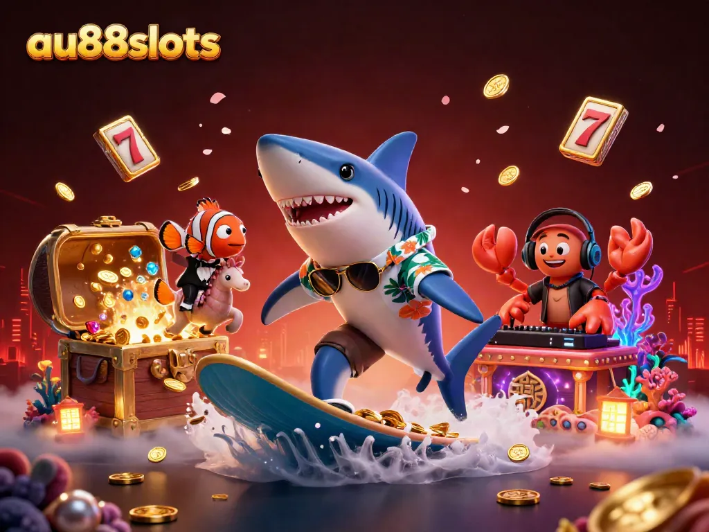 Catch thrilling moments with au88slots in a colorful underwater casino scene.