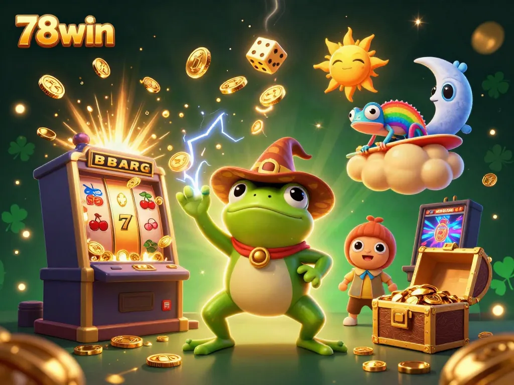 Experience thrilling casino action with 78win's magical scene overflowing with coins and games.